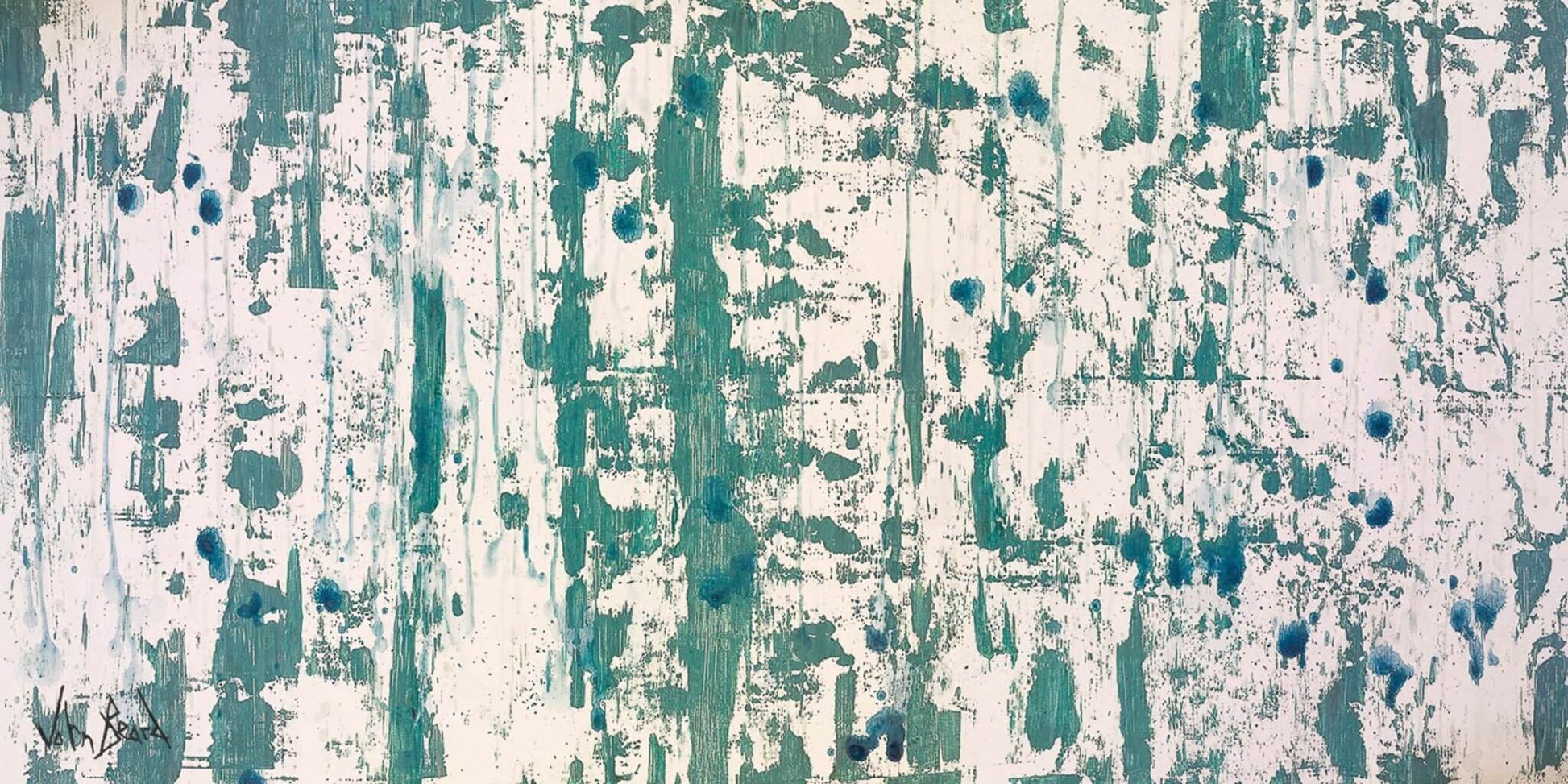 Abstract Art Blue On Green 2 John Beard Collection