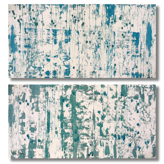 Abstract Art Blue On Green Series Set John Beard Collection