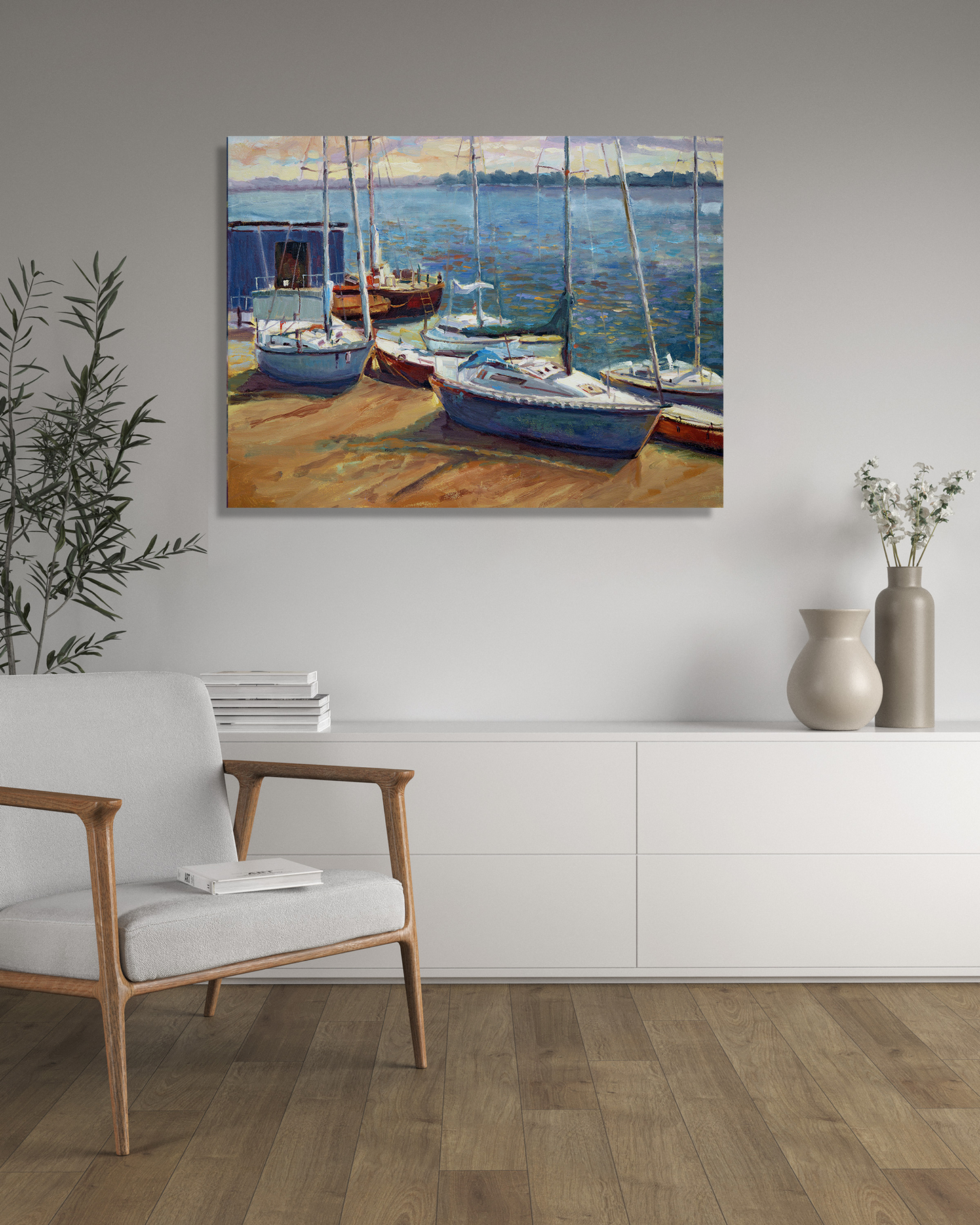 Boats of Borge Artist Enhanced Canvas Print