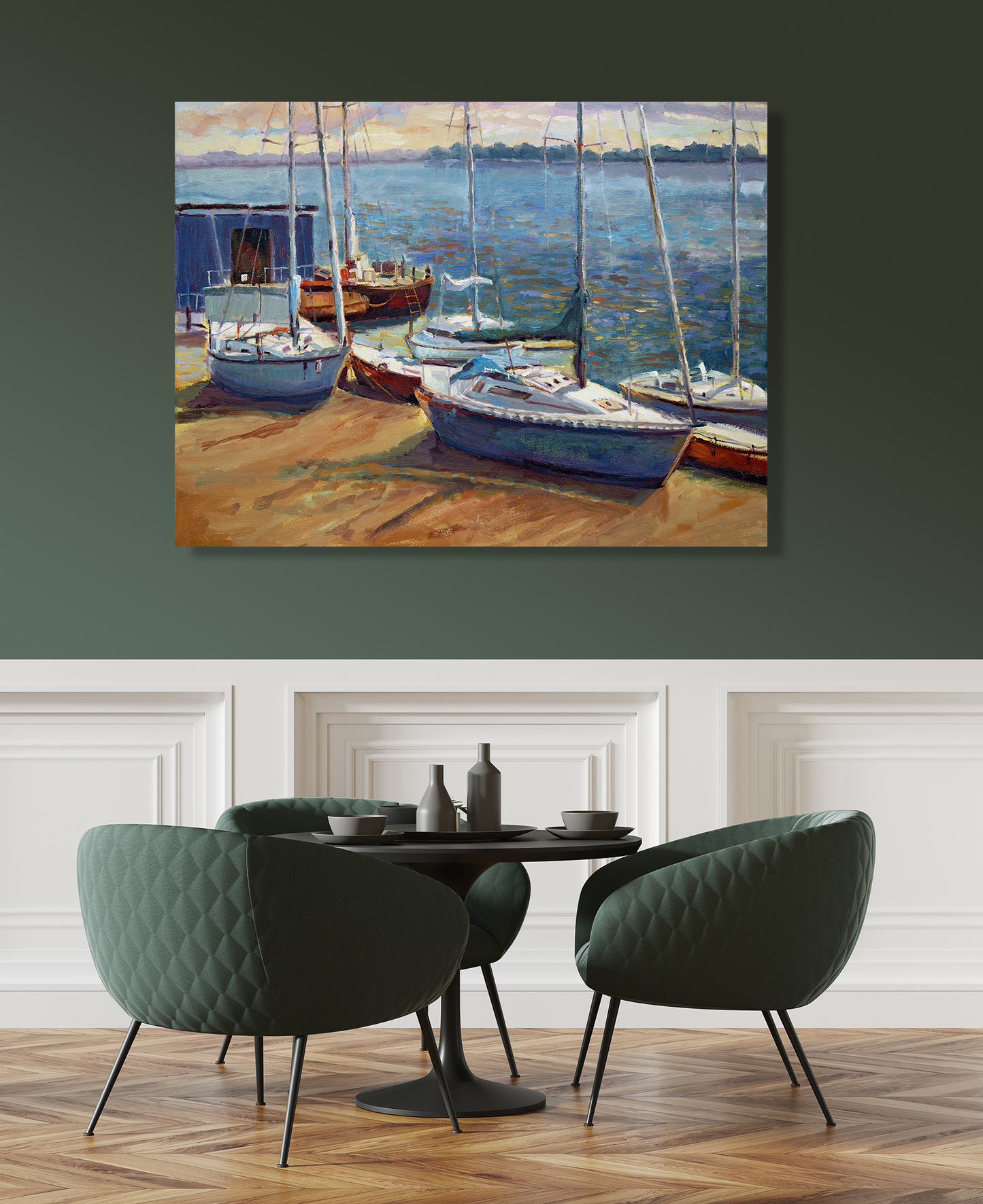 Boats of Borge Artist Enhanced Canvas Print