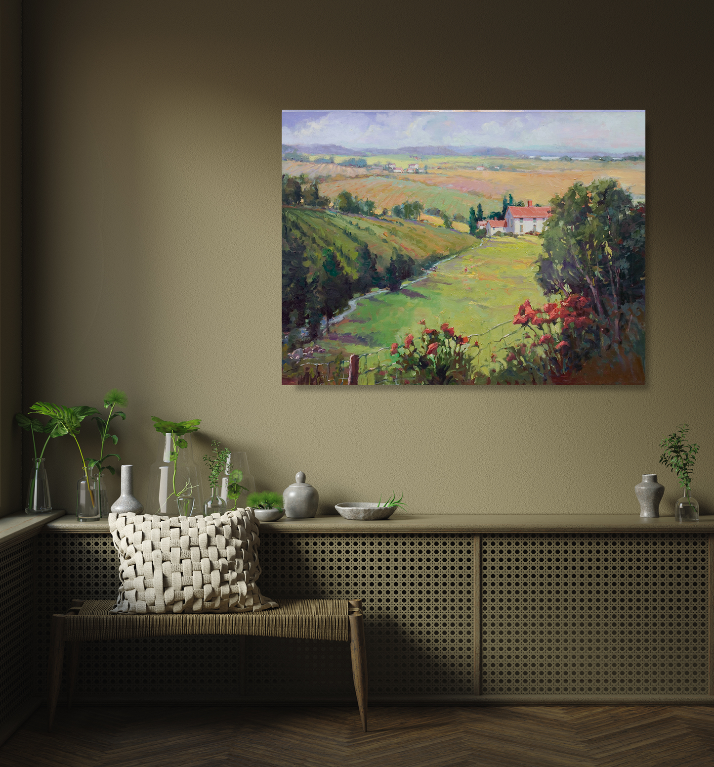 Countryside in France Artist Enhanced Canvas Print