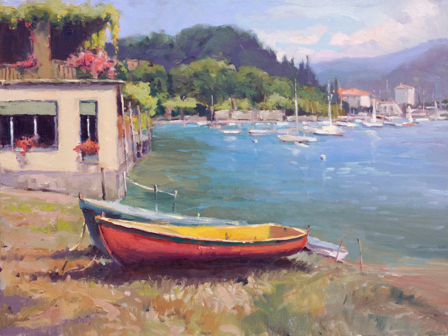 Greek Harbor Artist Enhanced Canvas Print