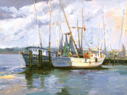 Mayport Shrimp Boats Artist Enhanced Canvas Print