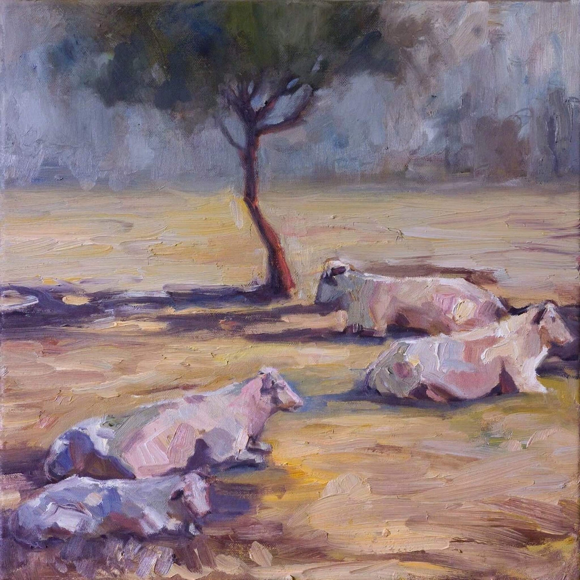 Realism Art Resting Cows John Beard Collection